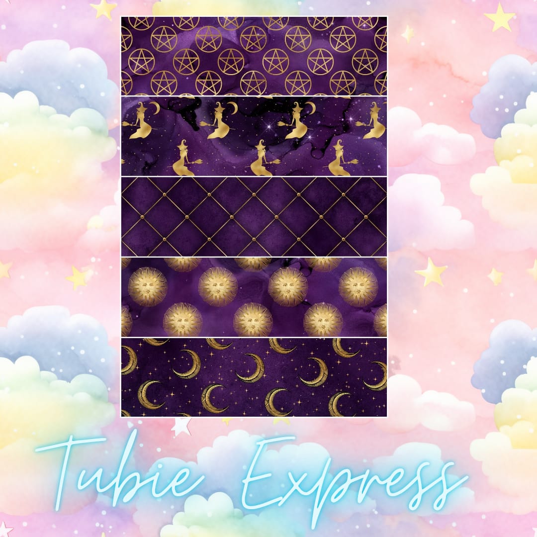 Witchy gold and purple.