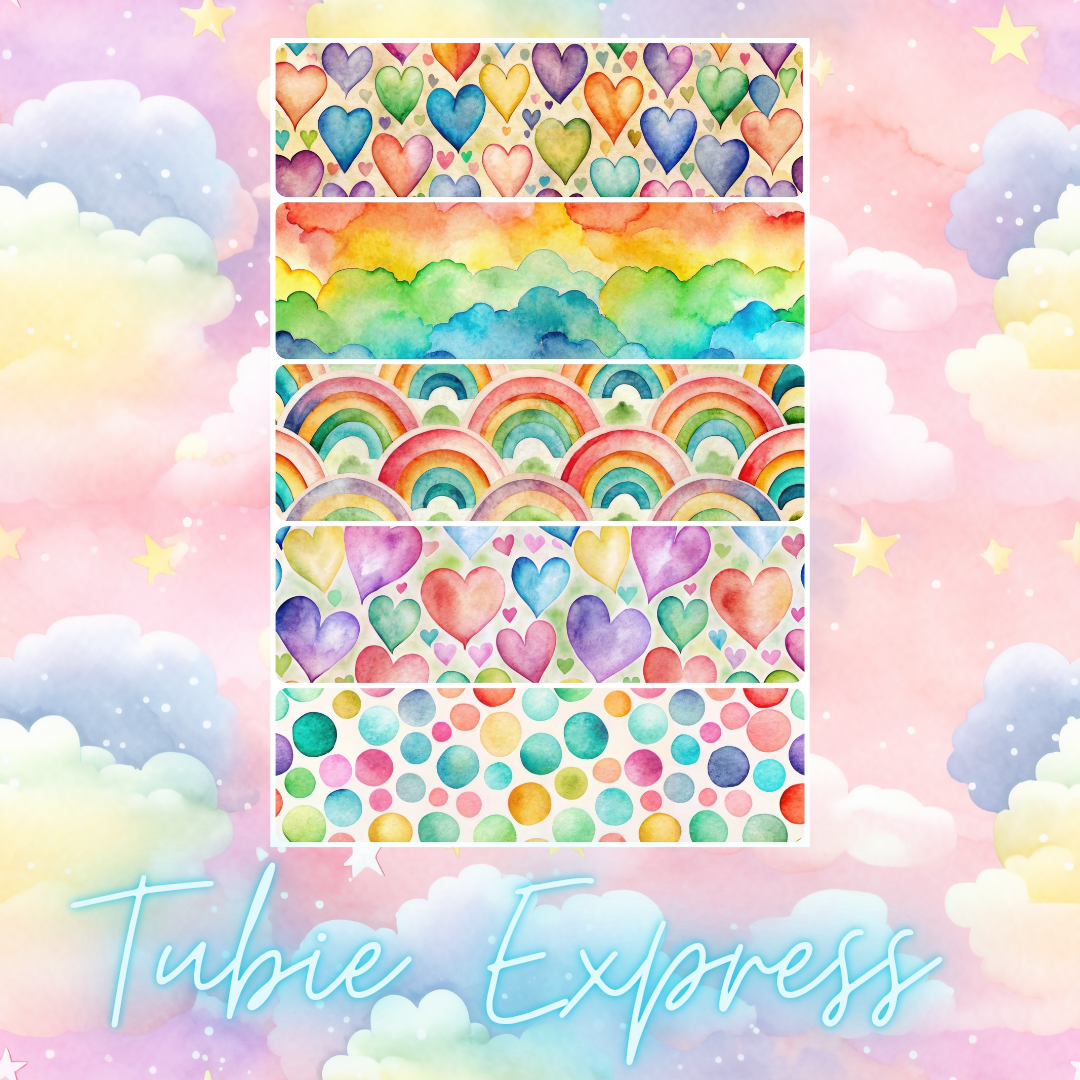 Rainbows and hearts water colour