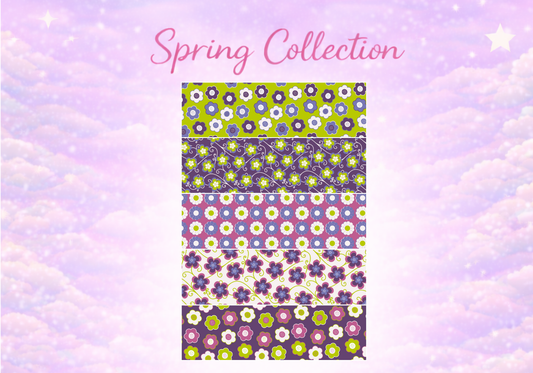 Purple and green retro flowers